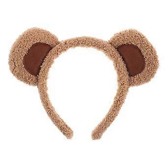 Cute Bear Ears Plush Headband for Women  Fluffy Animal Hairband Accessory, Lightweight Durable Makeup Headpiece in Classic Colors for Costume Party