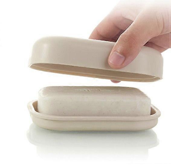 2 pieces small double-layer drain soap box (khaki)