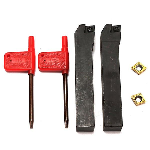 6Pcs 16x100mm Lathe Turning Tool Holder With Ccmt09t3 Inserts And Wrench