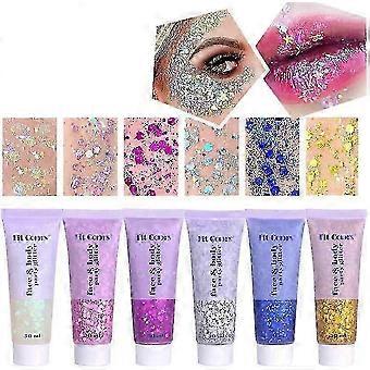 50ML Face Glitters Body Gel Sequins Shimmer Liquid Eyeshadow, Mermaid Sequins Liquid Holographic Glitter Gel for Face Hair Nails_mpn,New 2026