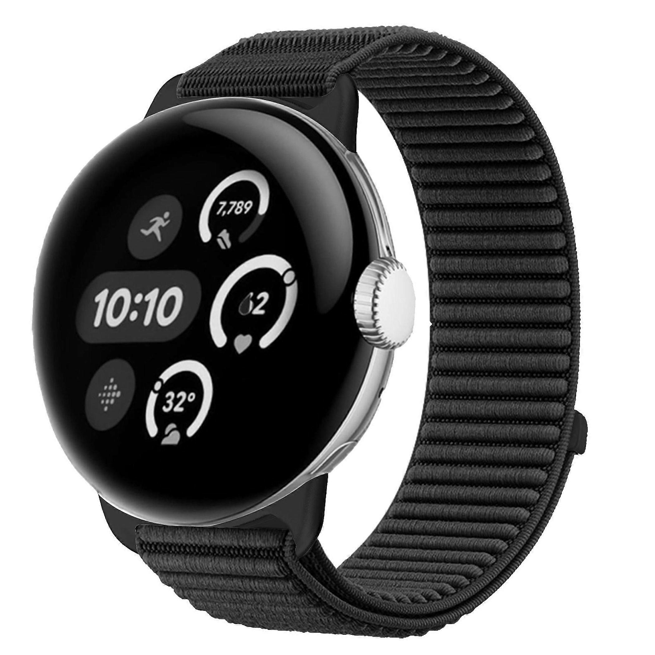 Nylon wristband for Google Pixel Watch 4 / 3 / 2 / 1, 41mm, Velcro closure, black