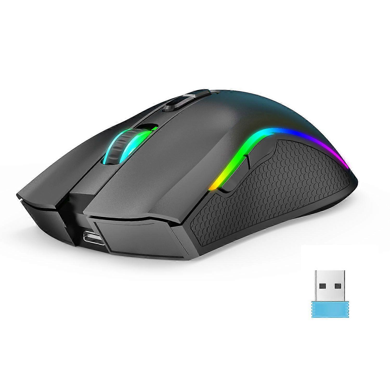 (Black)Rechargeable TYPE-C interface, 8-button gaming mouse, 2.4G