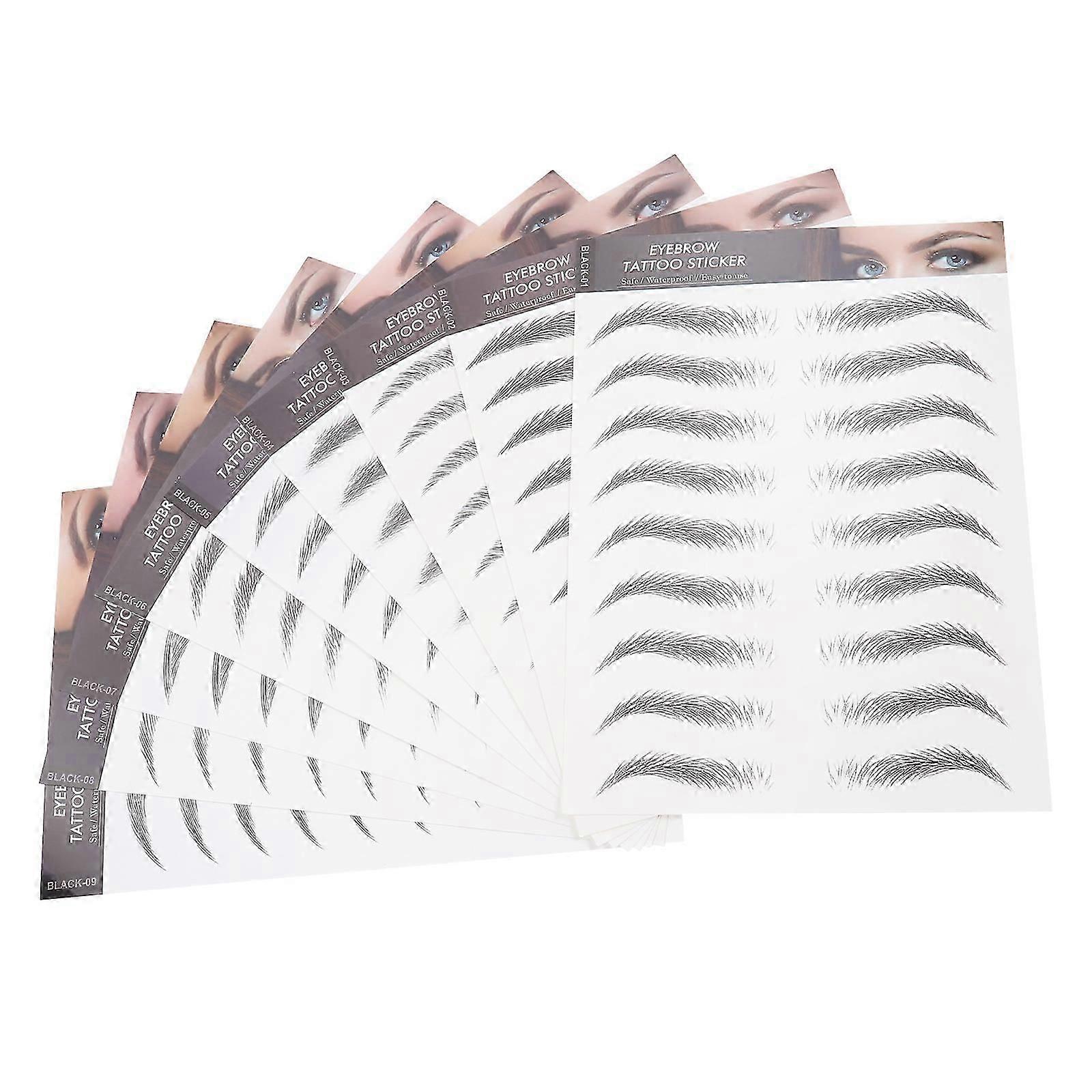 Temporary Eyebrow False Eyebrows for Decoration 9 Sheets Black