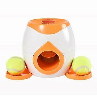 Dog tennis food reward machine, Interactive training intelligent automatic food leaker, Dog automatic ball thrower with 2 balls for small medium dog,H