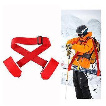 Skimate draagriem met clip, draagbare skiriemen, geschikt voor het dragen van snowboards, dubbele skiriem met vaste riemen.