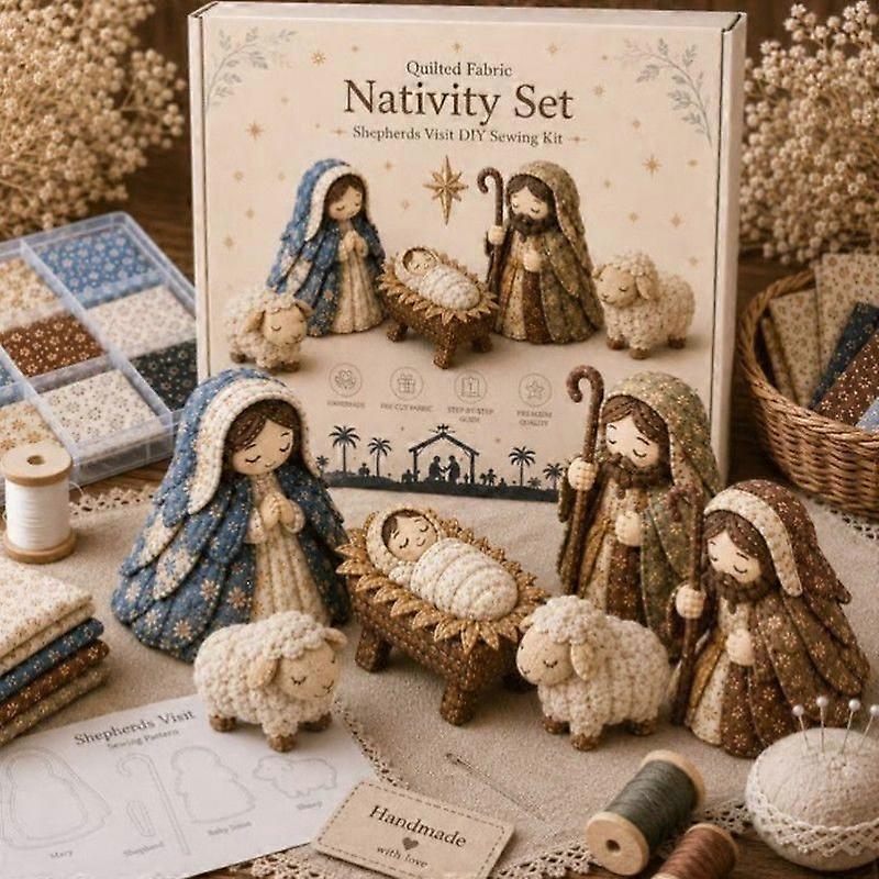 Festive Nativity Patchwork Sewing Kit, DIY HandStitching Craft Set, Creative Home Table Decoration Kit