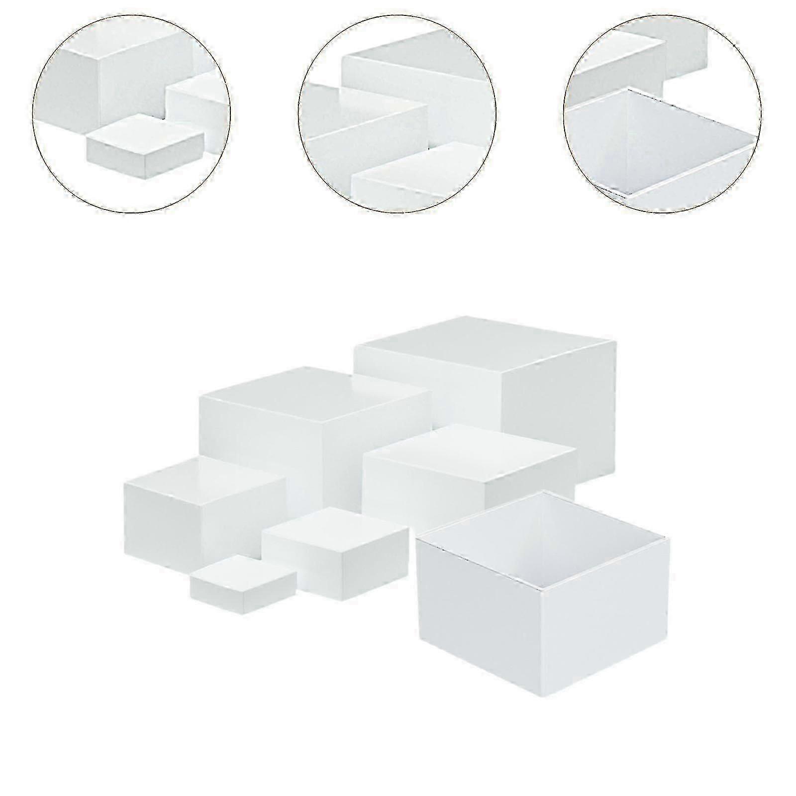 7 Pieces Acrylic Cube Display Box Riser Nesting Riser Table Stand Display Stand 5 Sided Buffet Riser Food Riser compatible with Jewelry