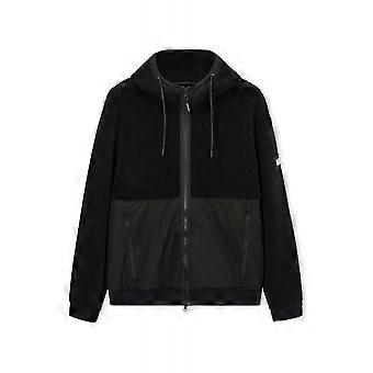Men's Weekend Offender 3b09 Debden Heavyweight Sherpa Full Zip Soft Polar Hood Fleece Jacket - Black