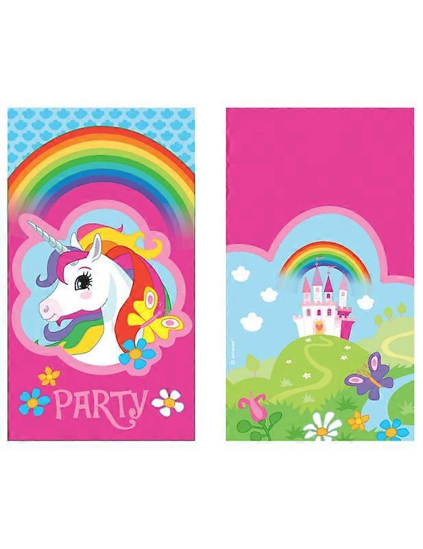 8 Rainbow Unicorn Invitations and Envelopes