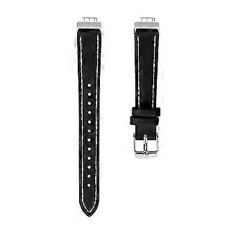 Compatible For Fitbit Inspire Genuine Cow Leather Watch Strap Adjustable Replacement Band with Silver Buckle