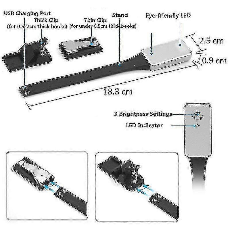 Usb Charging Clip Reading Bookmark Light Led Reading Night Light