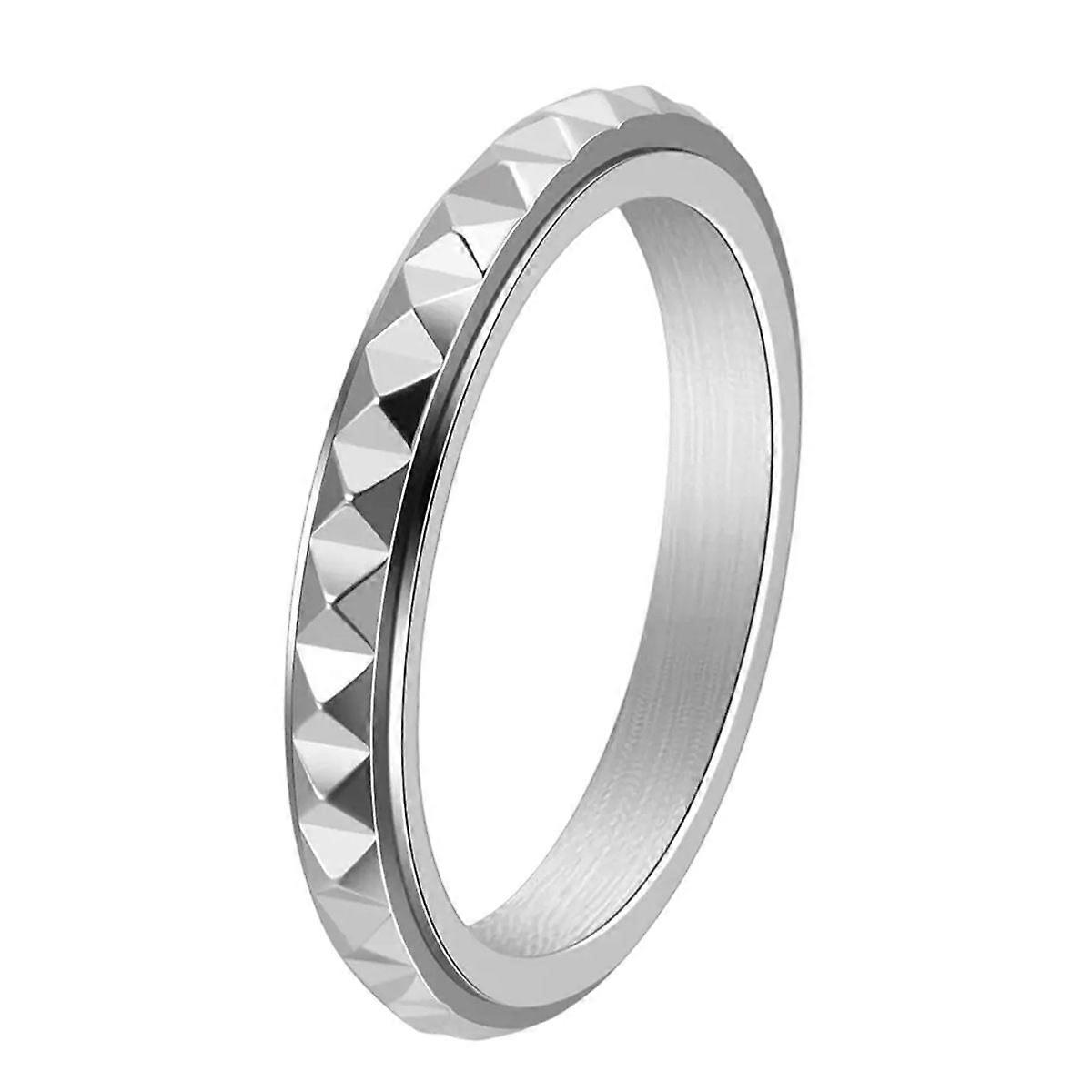 Stackable Triangle Wedding Band Rotating Anxiety Relief Ring