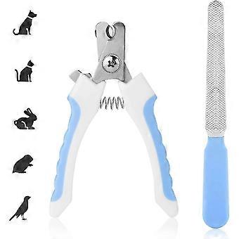 Blauwe, veiligheidsvergrendelde nagelknipper met vijl, geschikt voor honden, katten, puppy's en kittens.