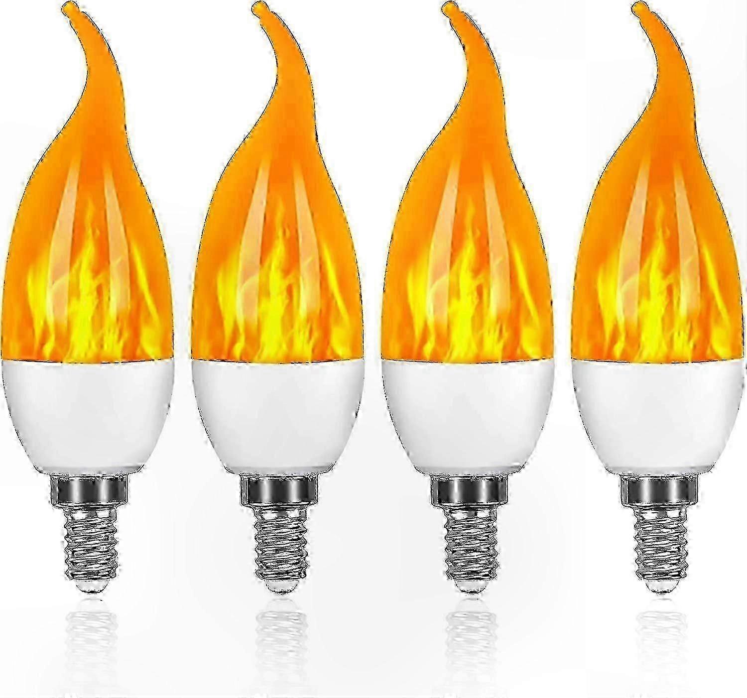 4 Pack 3W E14 LED Flame Effect Light Bulb 3 Lighting Modes for Holiday Decor