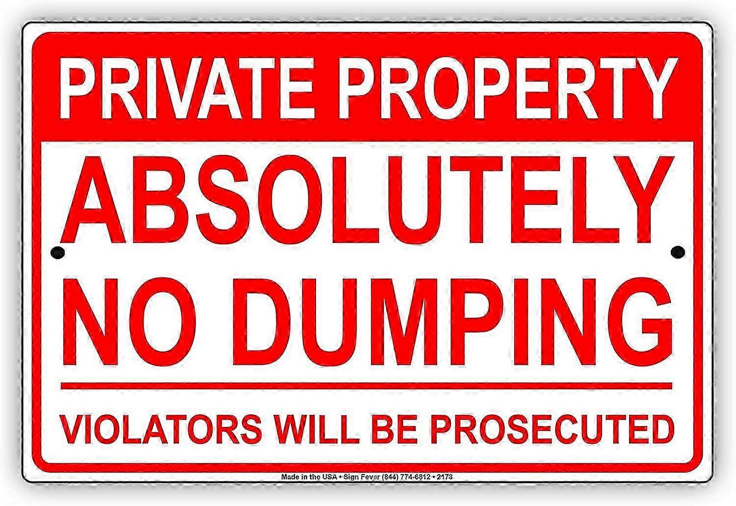Aluminum No Dumping Warning Sign