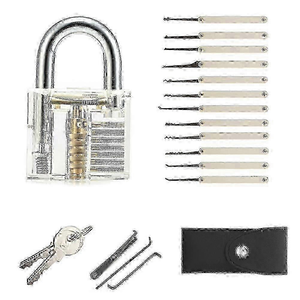 15pcs Key Extractor Tool Set with Clear Handle compatible with Lock Picking Practice