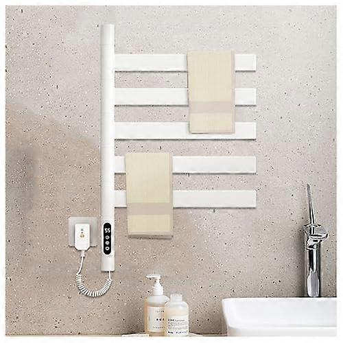 Heated Towel Rack for Bathroom with LED Touch Control, Adjustable Temperature, Timer, White