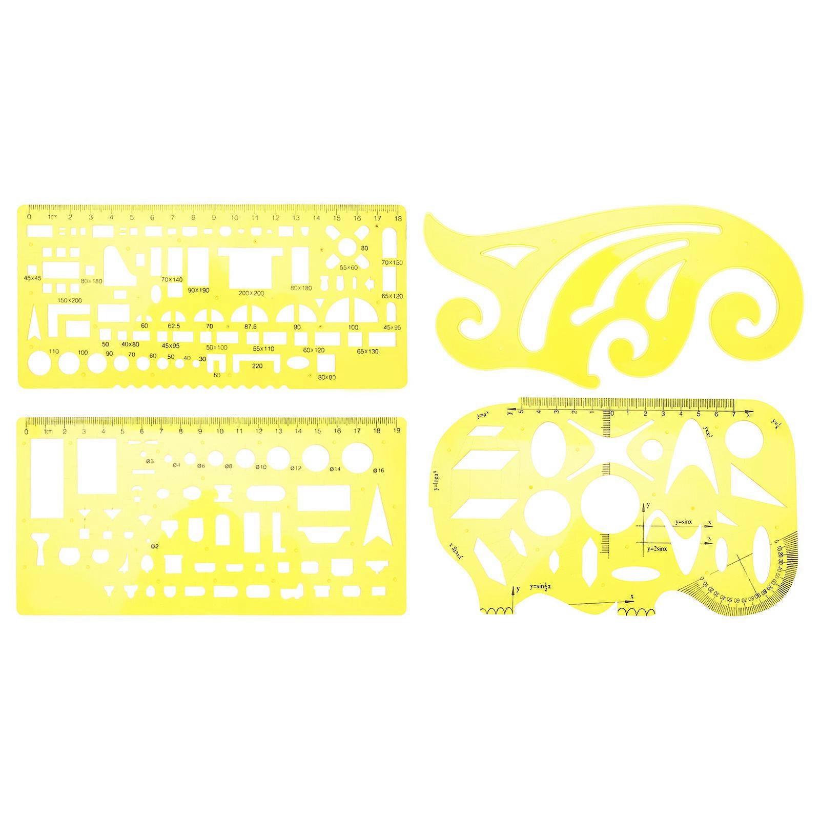 Technical Drawing Supplies Geometric Stencils for Drawing 4Pcs Set