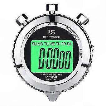 Clear Backlight Digital Stopwatch Timer, Metal Body with 2-Lap Function for Sports Competition
