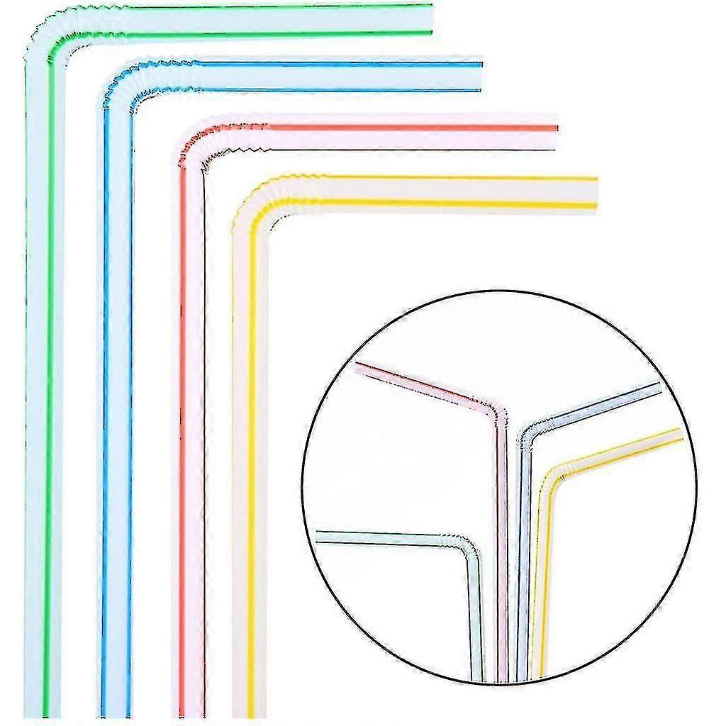 100/200/500pcs Plastic Drinking Straws 8 Inches Long Multi-colored Striped Bedable Disposable Straws