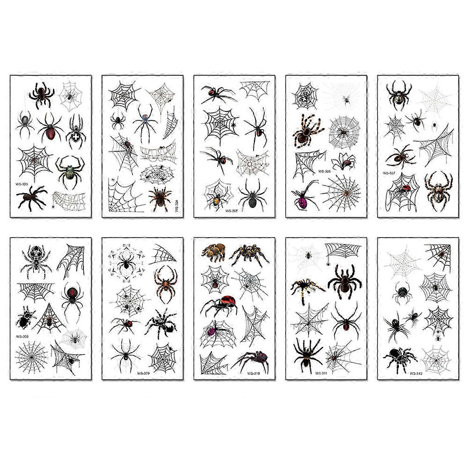 Authentic 3D Halloween Spider Tattoos