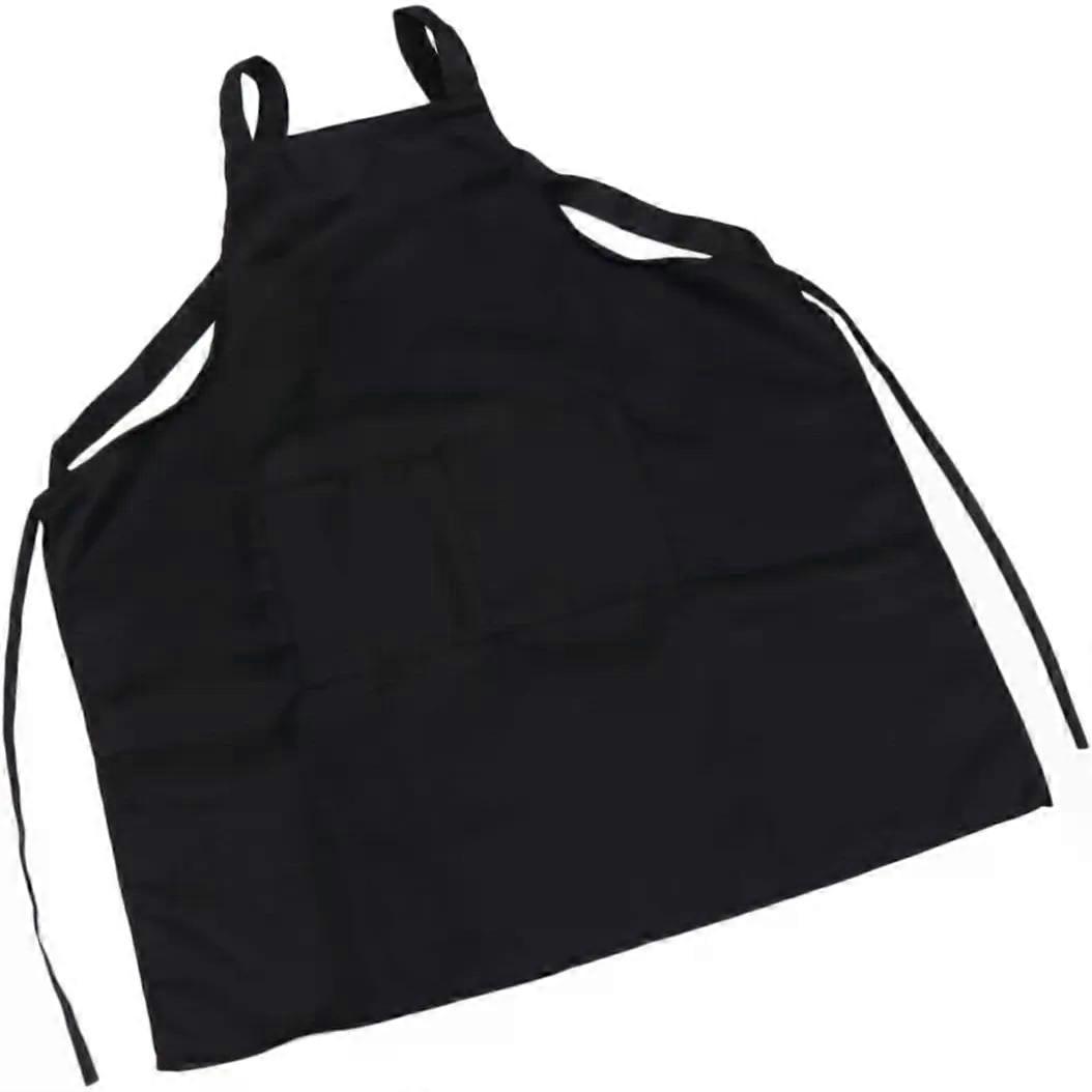 Black Polyester Bistro Apron with Pocket for Bar and Wedding