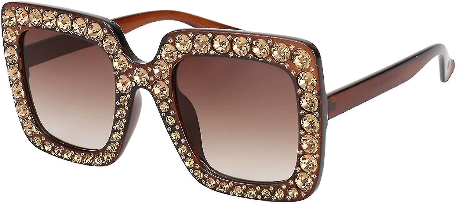 Rol Girl Elton Square Rhinestone Óculos de Sol Oversized Diamond Bling Bling