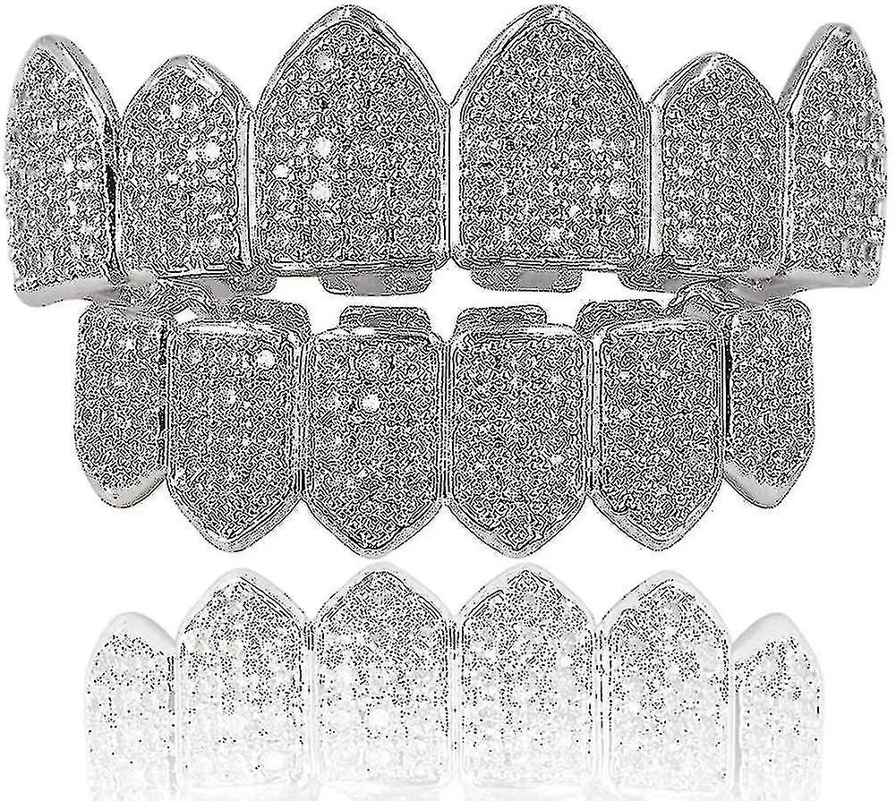 18k الذهب مطلي ماكرو باف Cz مثلج التدريجي جريلز مع قضبان صب اضافية وشملت