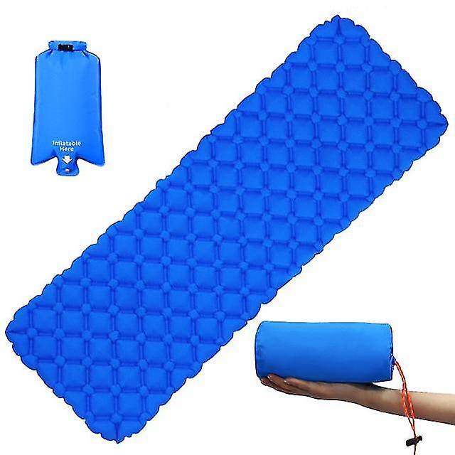 Blue Outdoor Inflatable Mattress Diamond Ultra Light Camping Mat