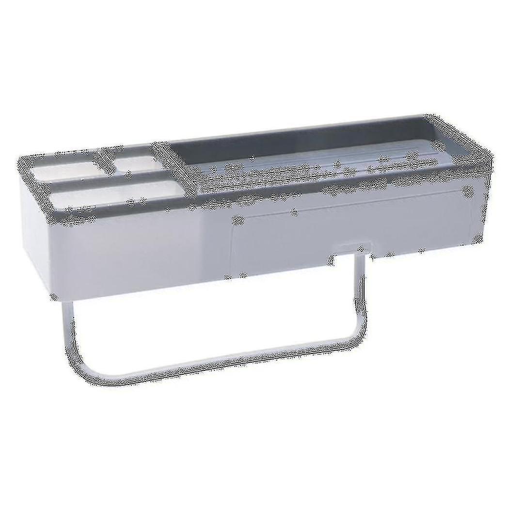 Bathroom Shelf Organizer Wall Mounted Rack With Towel Bar Gray