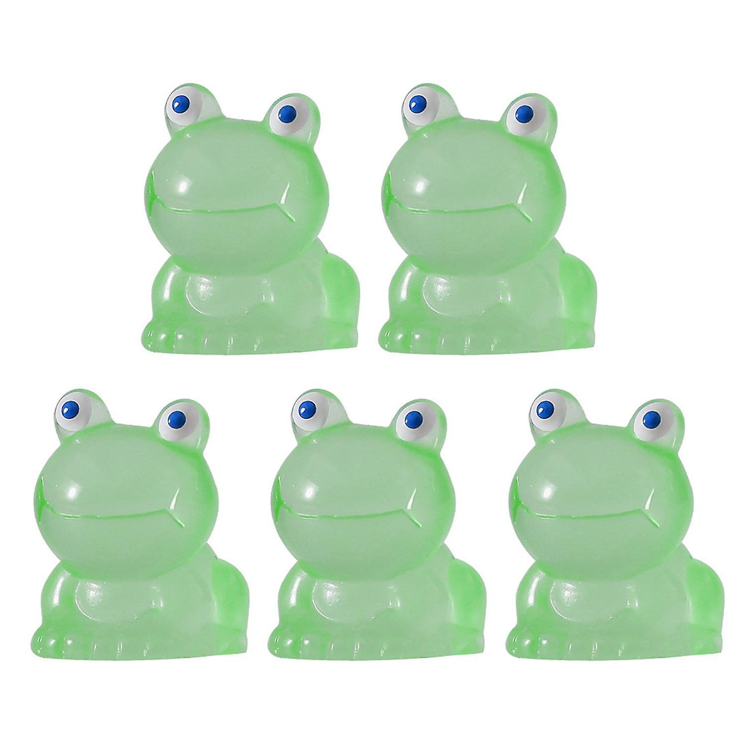 ZHOUBA 5Pcs Frog Ornaments Image Resin Miniature Landscape Ornament Colorful Glow-in-the-Dark Frog