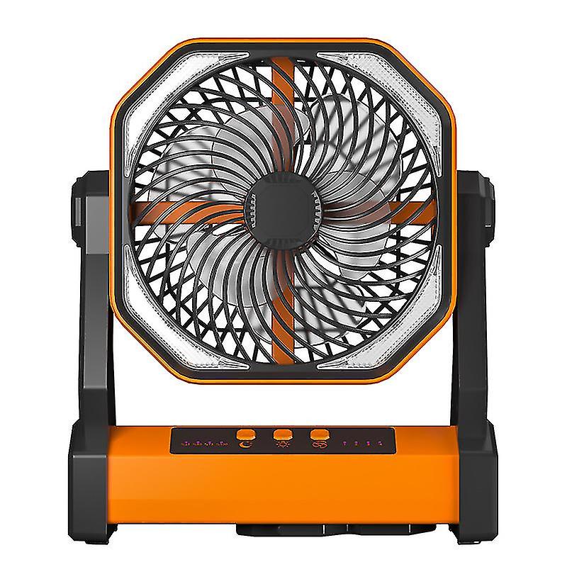 Camping Led Fan With Light, 20000mah Rechargeable Battery Powered Outdoor Tent Fan With Light And Hook, 4 Speed, Personal Usb Desk Fan