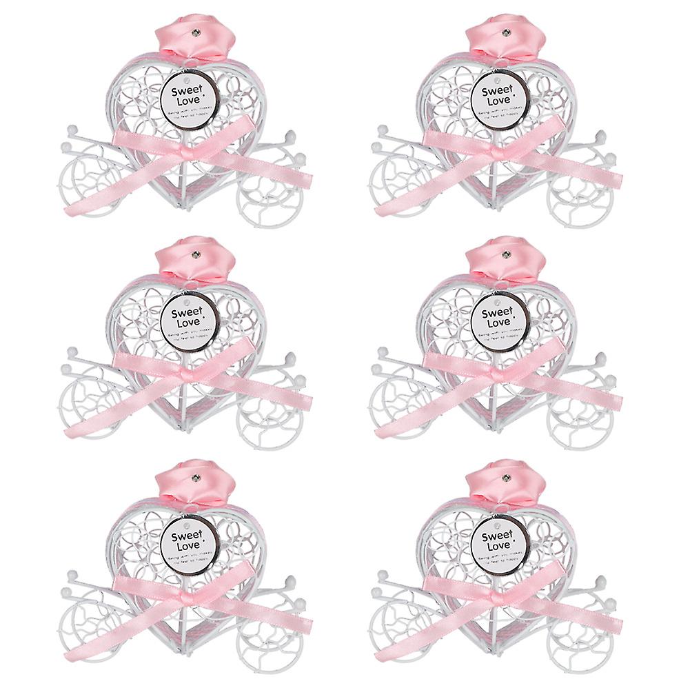 6pcs Iron Heart Shape Candy Box Chocolates Can Ornamnet Gift Jar Decoration for Wedding PartyPink