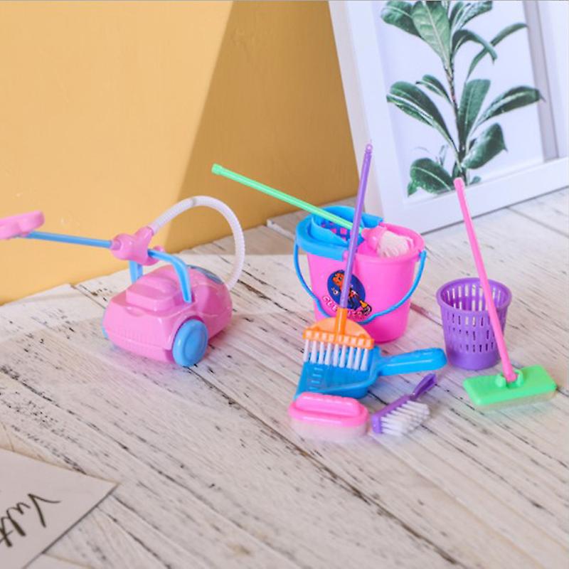 9pcs Mini Mop Broom Toys Cleaning Tools Kit Doll House Clean Toys