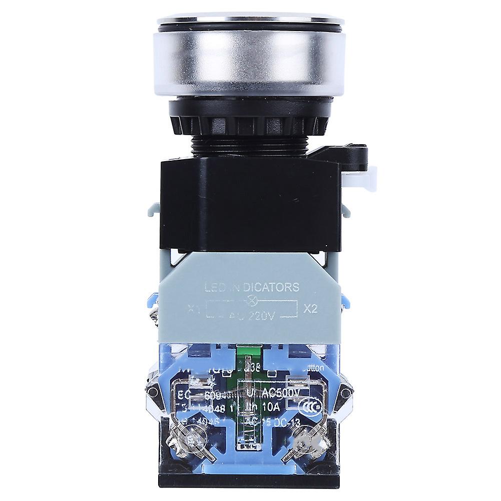 30mm installation diameter blue light self-locking button switch compatible with AC220V, suitable for industry