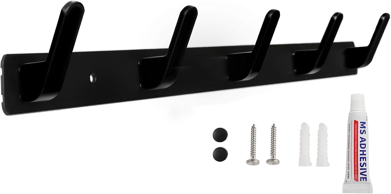 Wall Coat Rack Wall Hook with 5 Hooks for Entryway Bathroom Kitchen Two Installation Methods