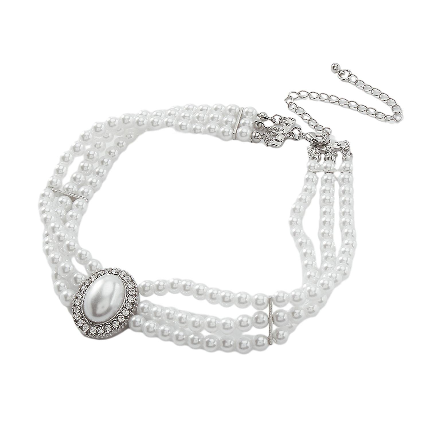 Retro Palace Style Multi Layer Fausses Perles Choker Collier Élégant Simple Déclaration Collier de mariée 