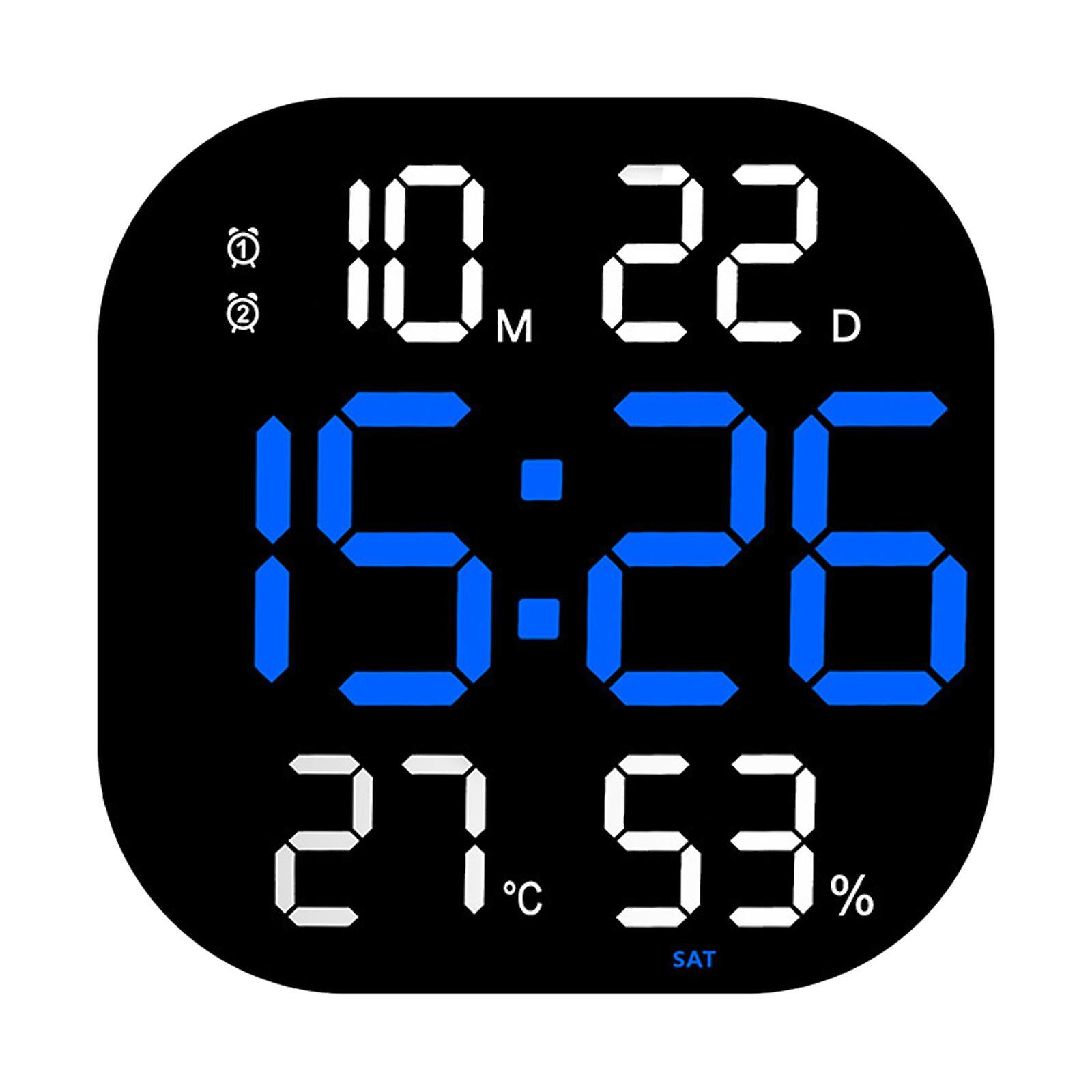 Digital Wall Clock Temp Date Week Display Large Screen Adjustable Brightness White
