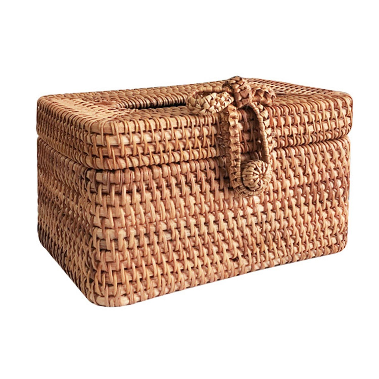 Tissue Box Eco-friendly Large Capacity Rattan Rectangular Facial Tissue Holder for Home