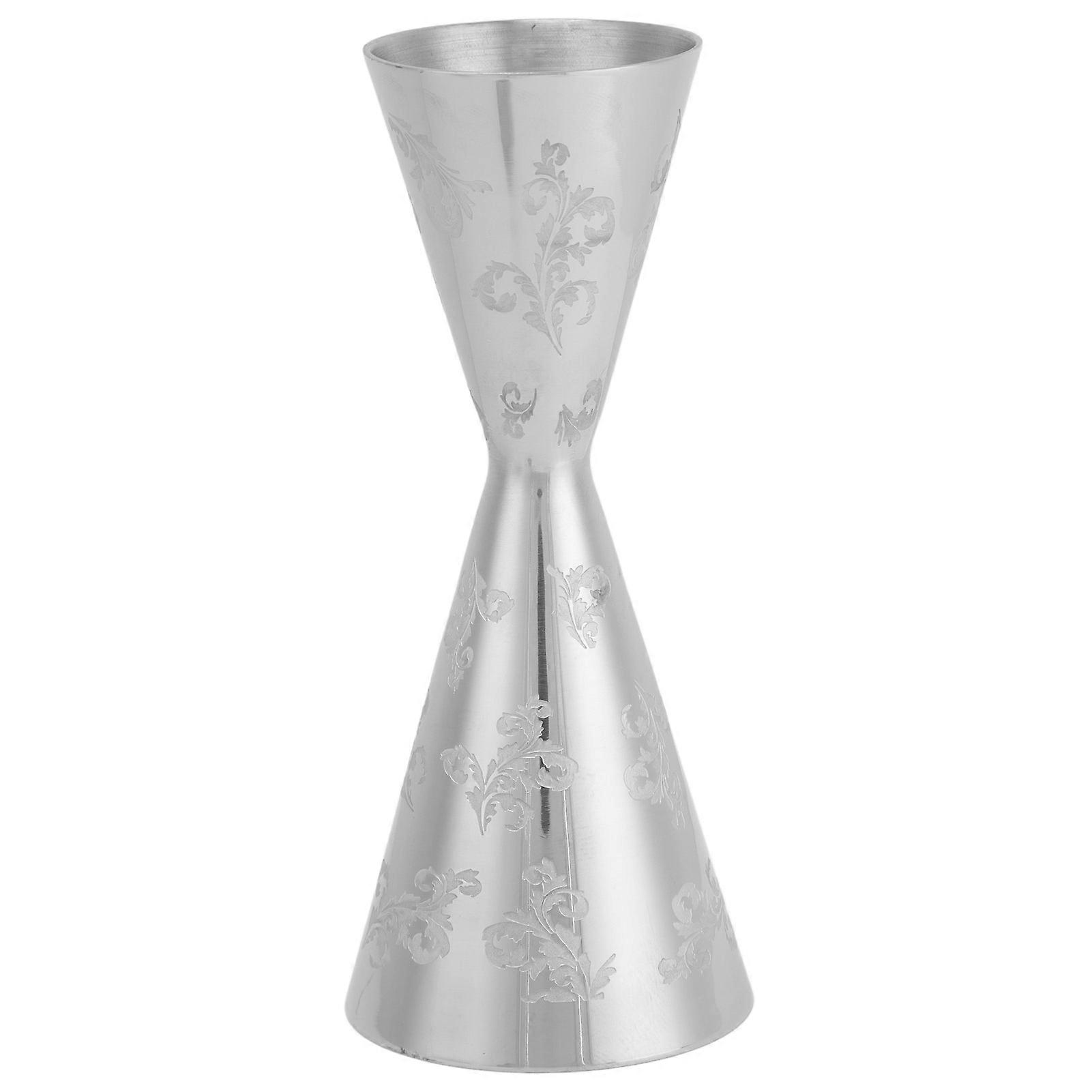 Jigger Stainless Steel Leaves Stripe Double Head Cocktail Bartending Jigger Cup for Bar 30ml 60ml