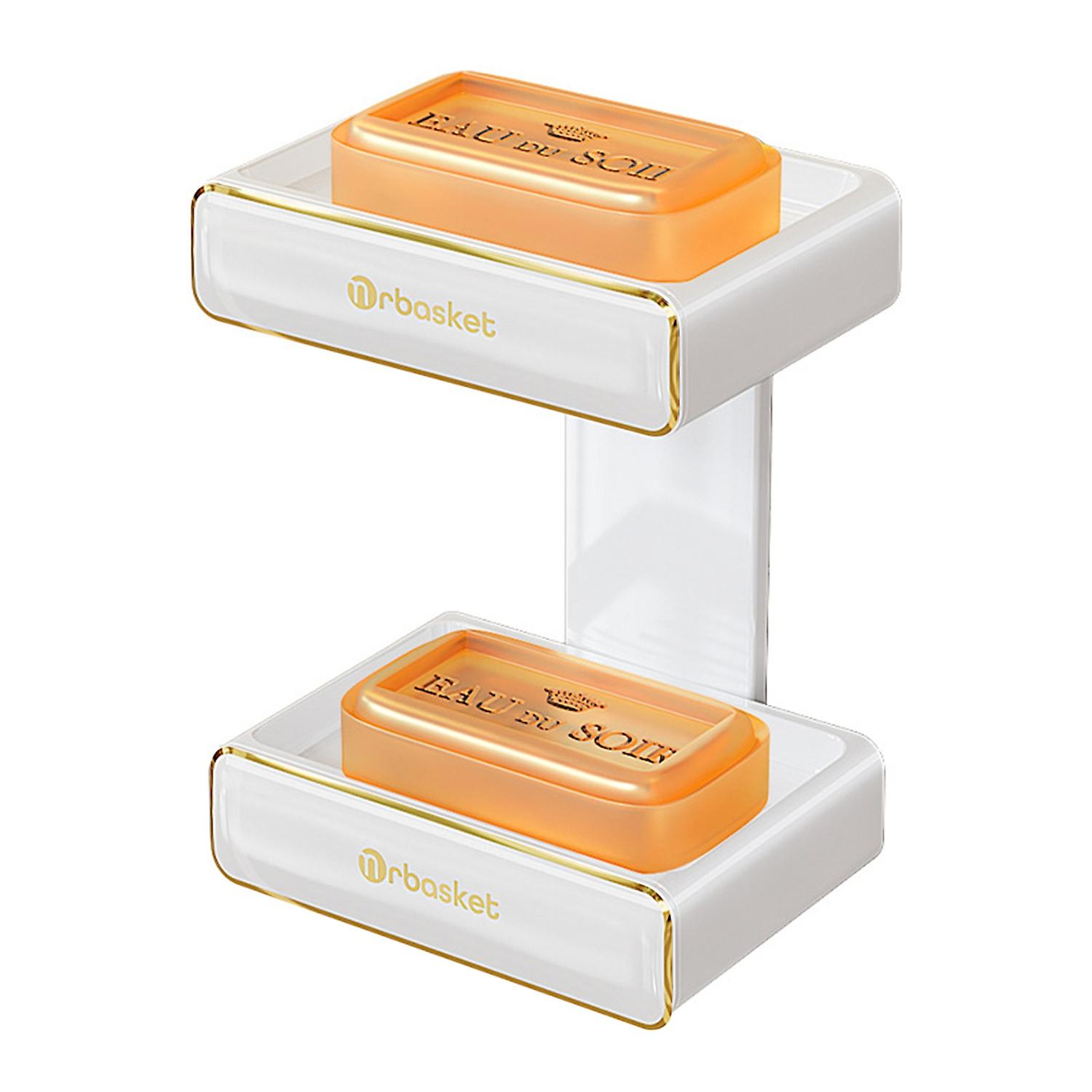 Wall Mount Soap Dish Single Double Layer Detachable Drain Tray Shower Soap Holder Container Box Save