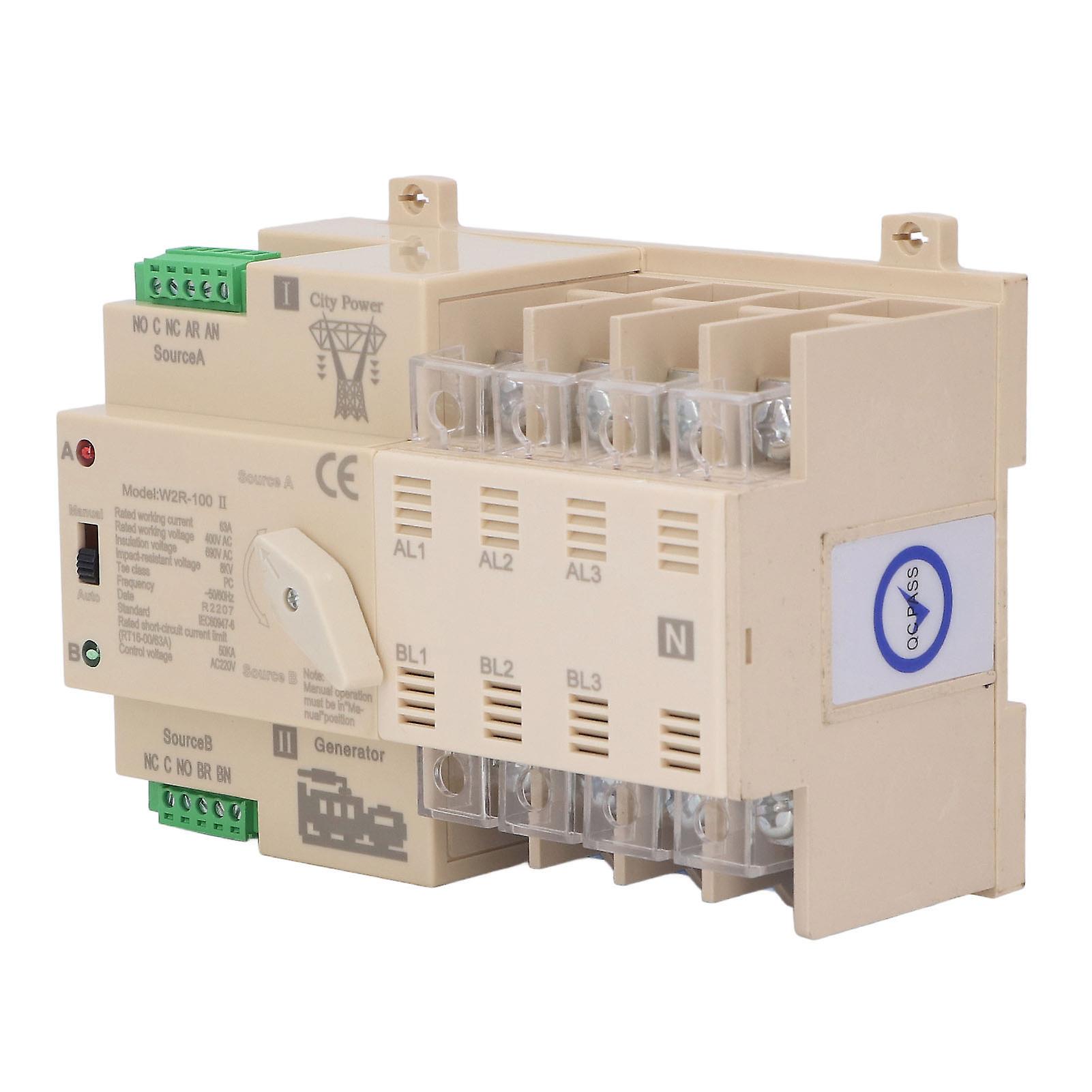 4P Dual Power Automatic Transfer Switch White Manual Automatic Integration Transfer Switch 63A 220V