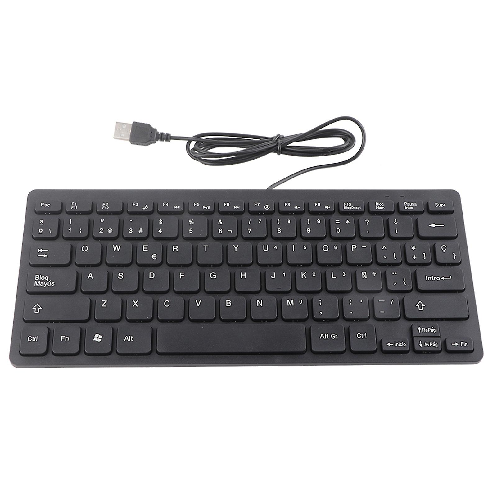 Wired Mini Portable Spanish Keyboard USB Interface for Desktop Computer Ultra Thin 78 Keys