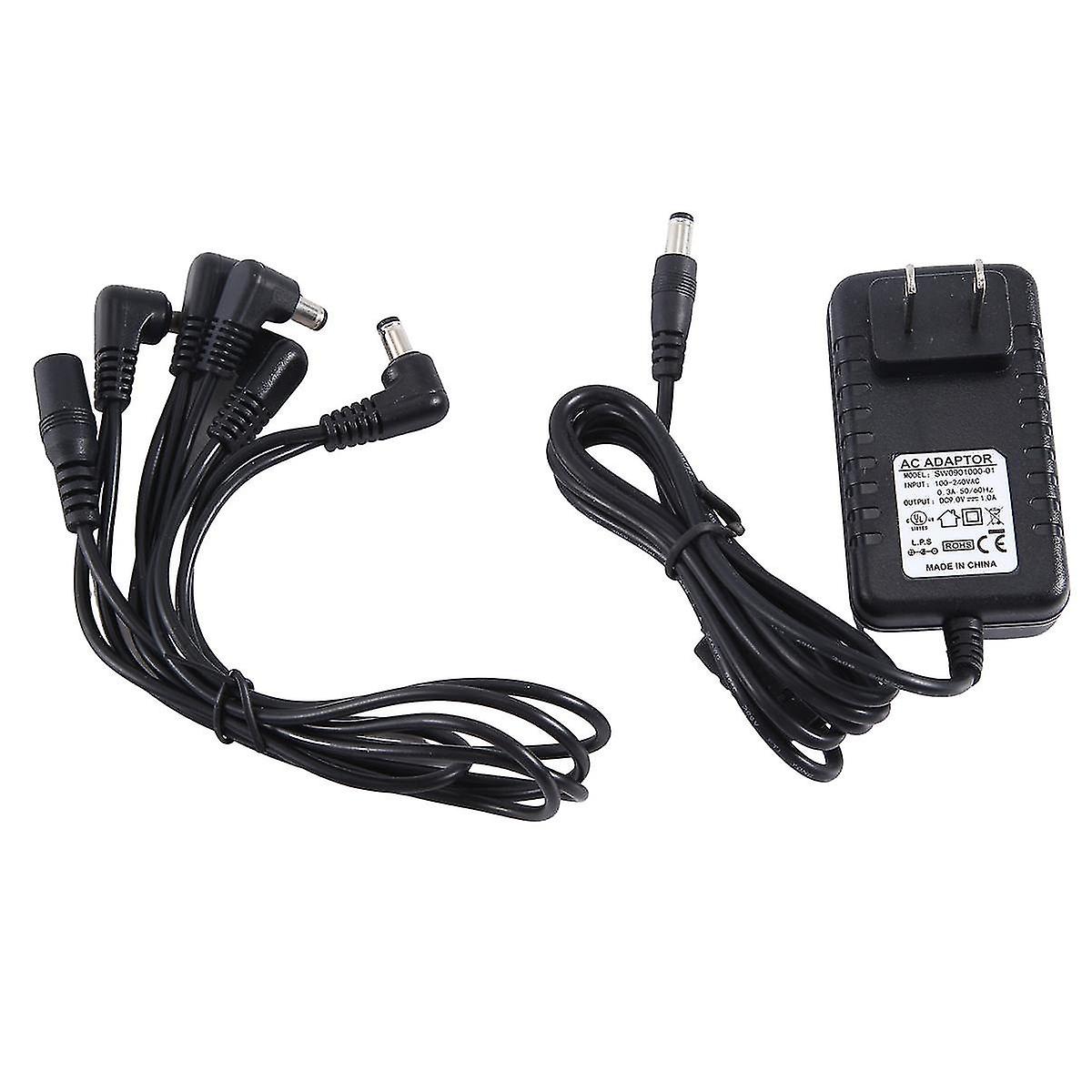 Guitar Effect Pedal Power Supply Adapter 9v Tip Negative 5 Way Daisy Chain Cables For Guitar Effect