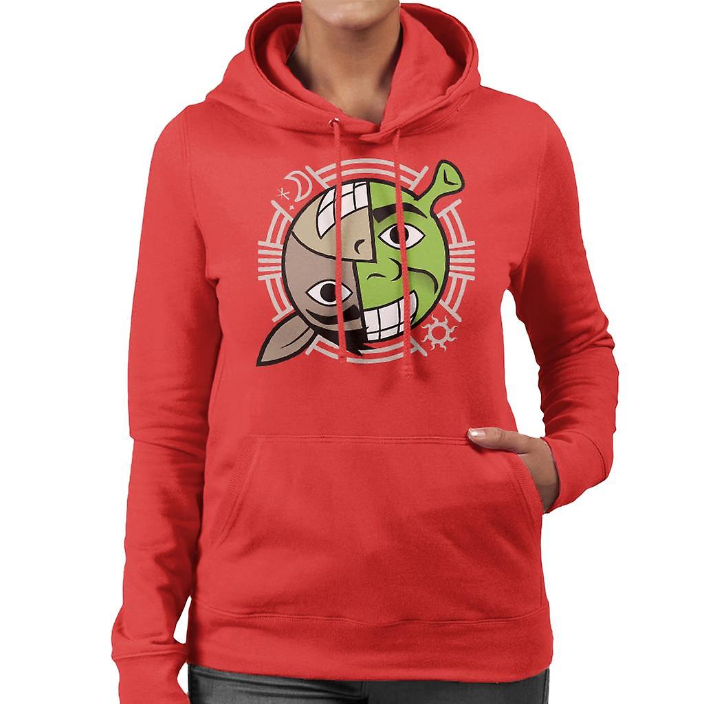 Shrek And Donkey Smiling Character Heads Women's Hooded Sweatshirt