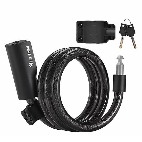 Universal Mountain Bike Cable Lock Key Fixed Secure Anti Theft with Bracket PVC Wrapped Bicycle Scooter Lock