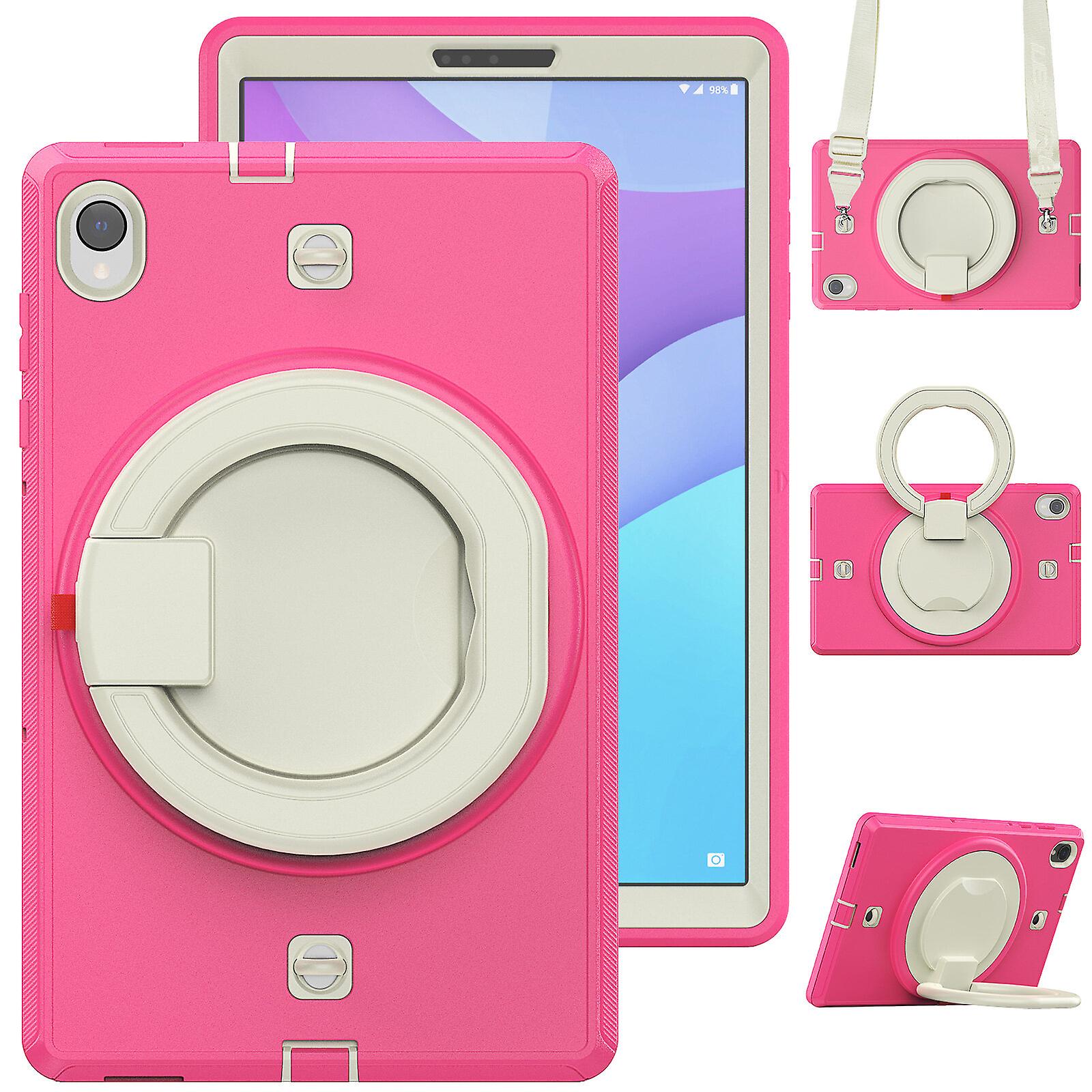 Case for Lenovo M10 2Nd Gen 2020 with 360 Rotating Handle Stand and Adjustable Shoulder Strap, Rose Red