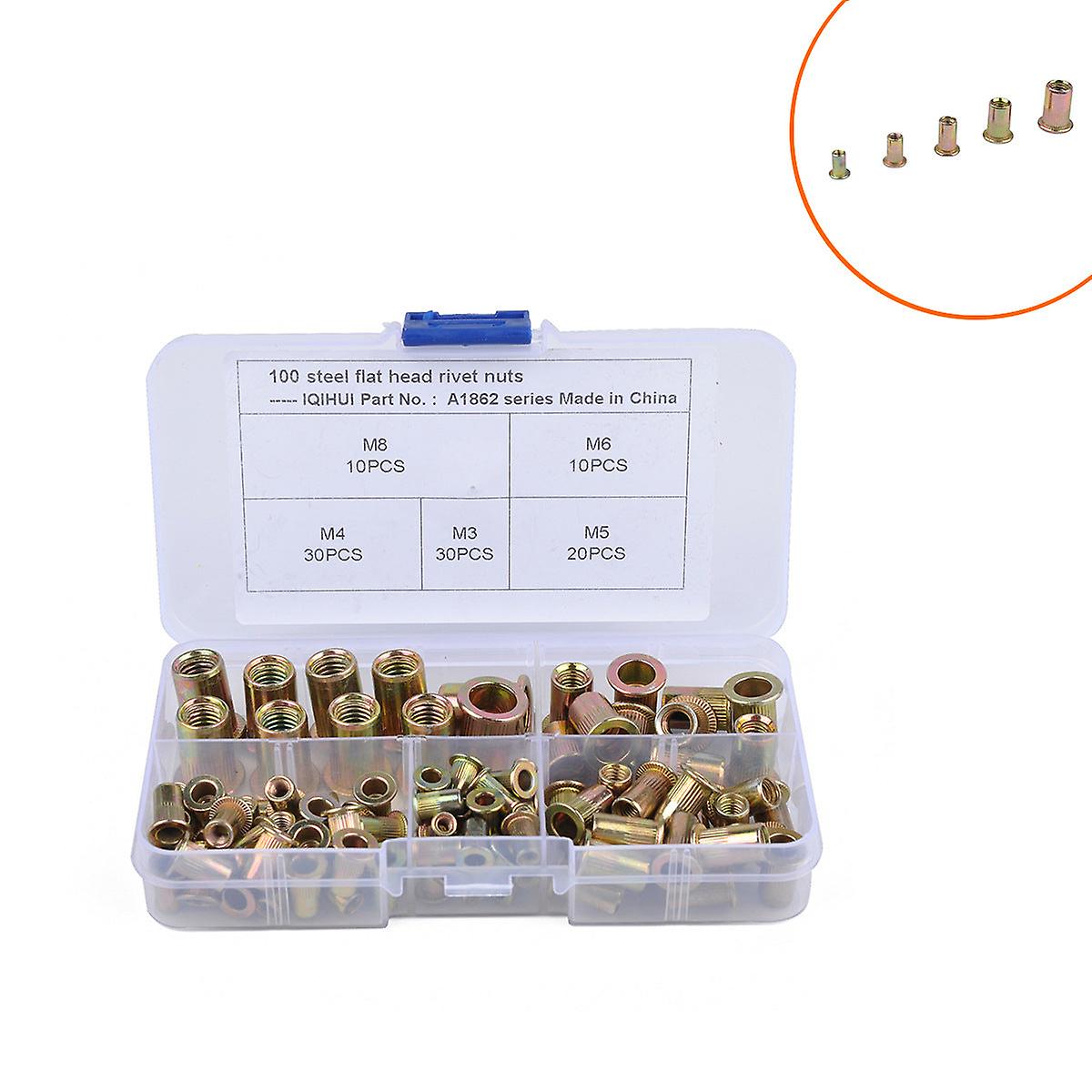 100Pcs Color Steel Rivet Nut M3 M4 M5 M6 M8 Combination Rivet Nut Set