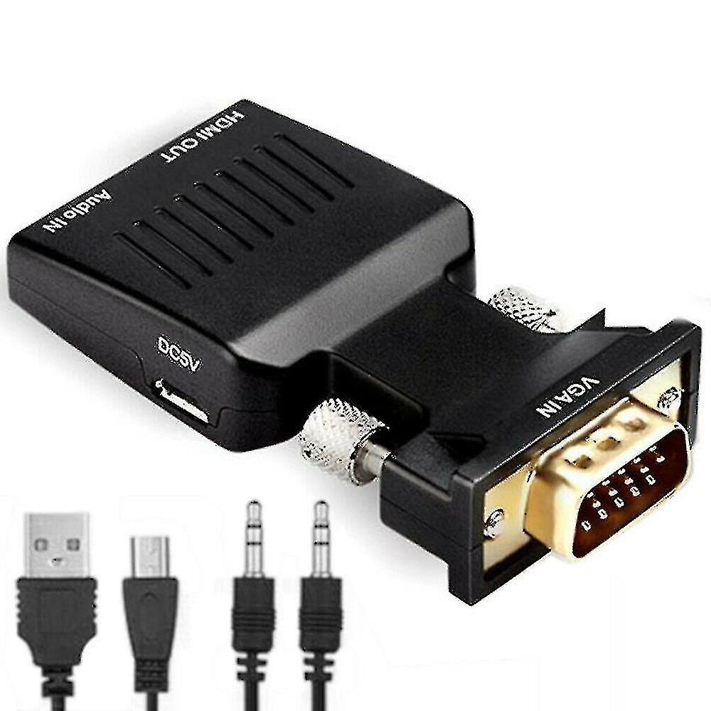 New 2023 Vga To Hdmi Adapter With Audio Pc To Tv Mon Projector Active Converter 1080p