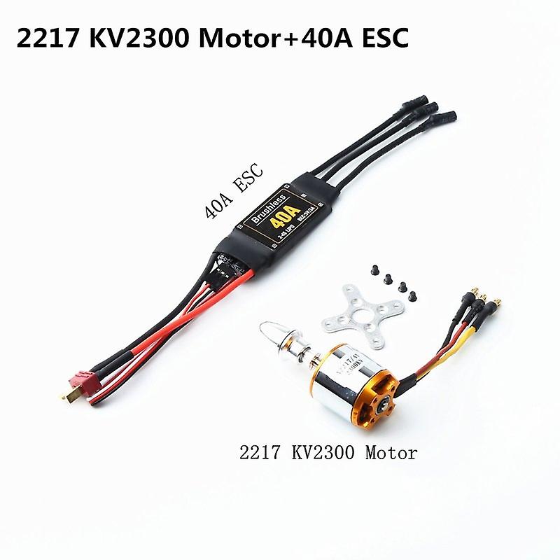 A2217 1100KV/1250KV/2300KV Brushless Motor 40A ESC With T Plug and 3.5mm Banana Connectors for RC Fi